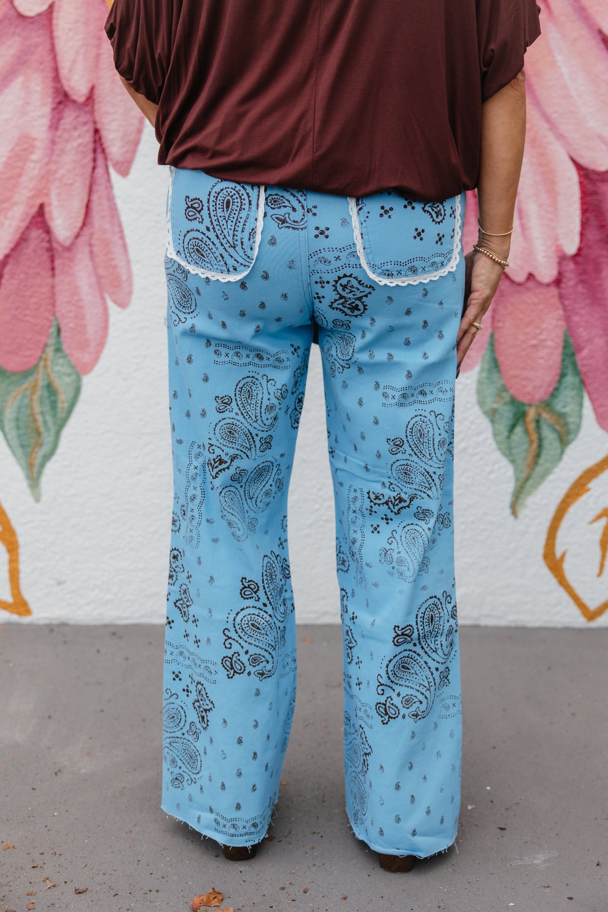 Light Blue Bandana Frey Hem Denim