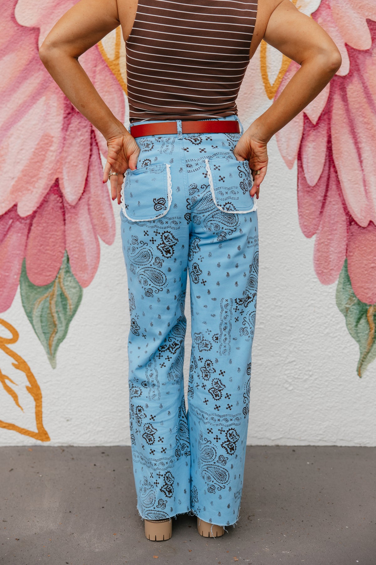 Light Blue Bandana Frey Hem Denim