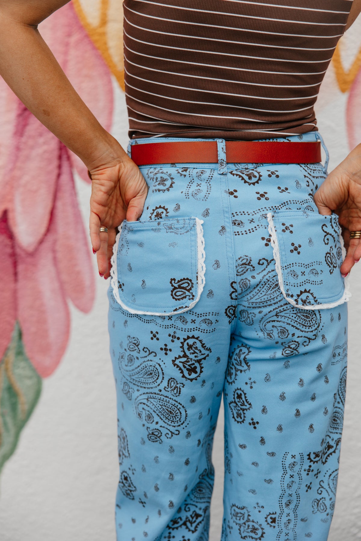 Light Blue Bandana Frey Hem Denim