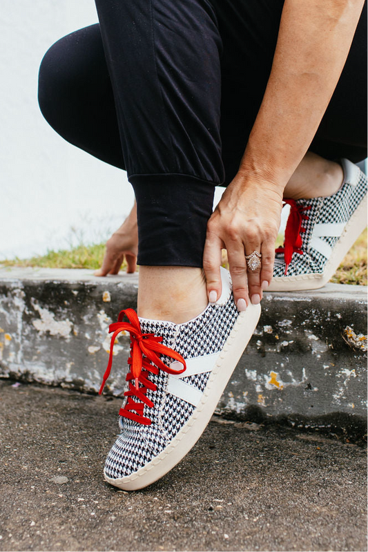 Corky's Black White Houndstooth Friend Zone Sneakers