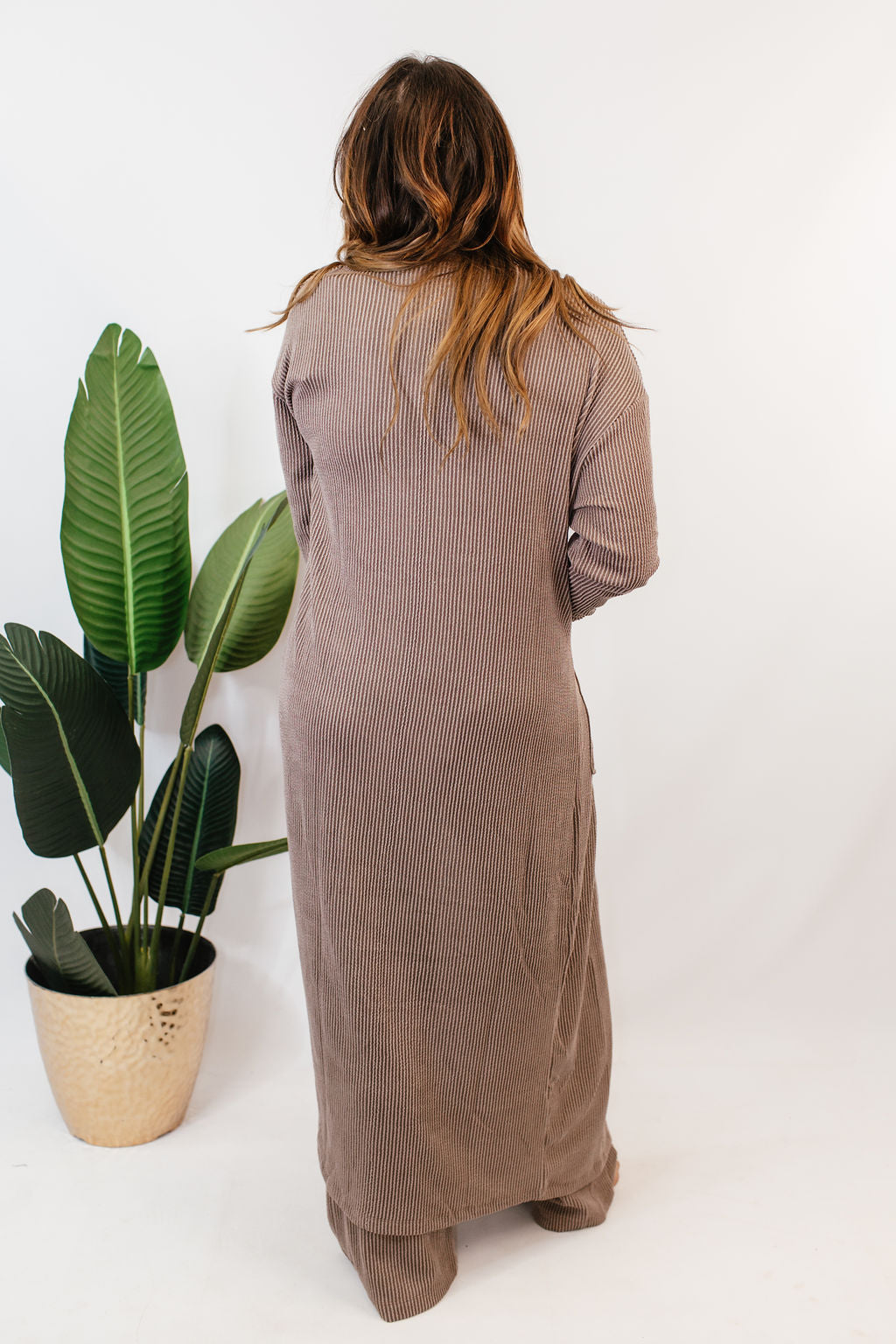 Ribbed & Ready Lounge Set In Oyster Grey - Reg & Curvy