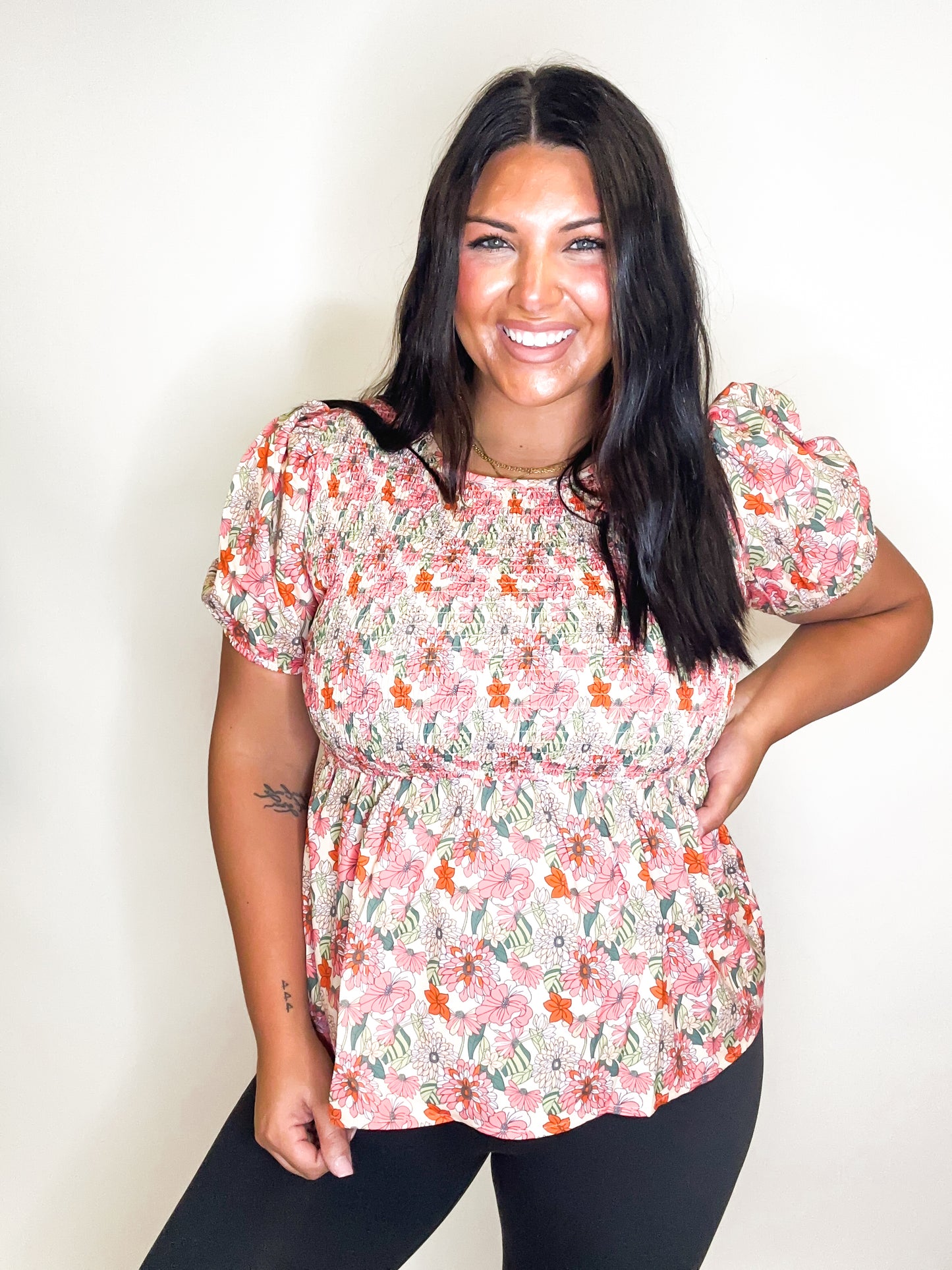 Flower Flair Top - Reg/Curvy FINAL SALE