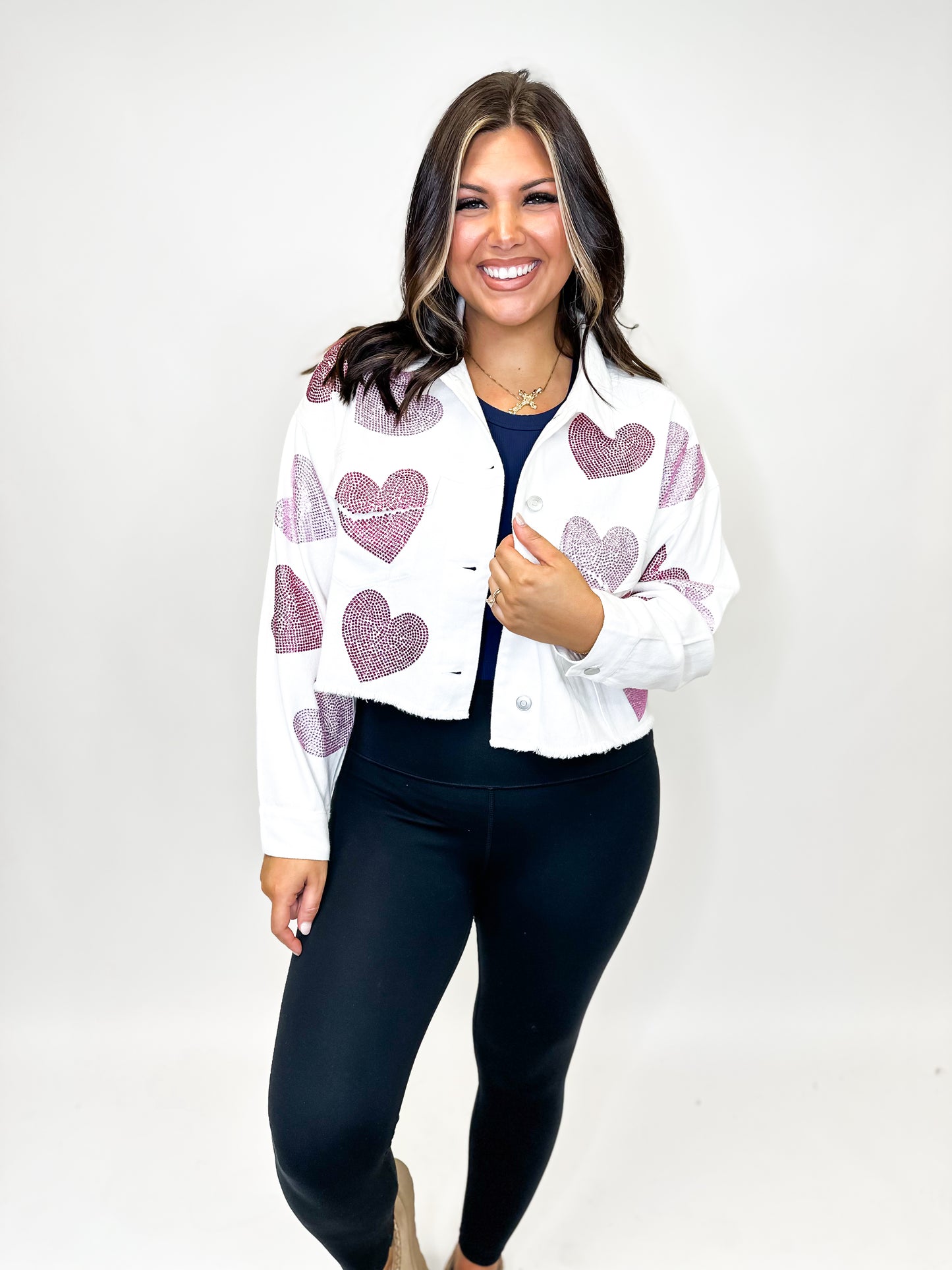For The Love Of Hearts Crop Jacket- FINAL SALE