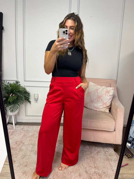 Elevate Everyday Pants In Red - Reg & Curvy