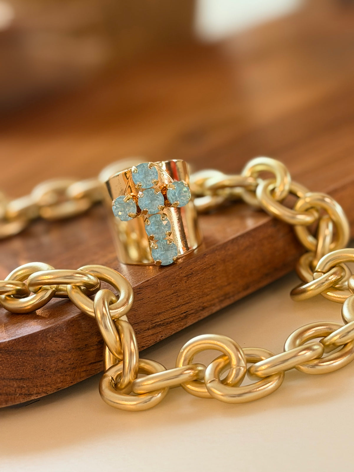 Cross Ring In Light Blue