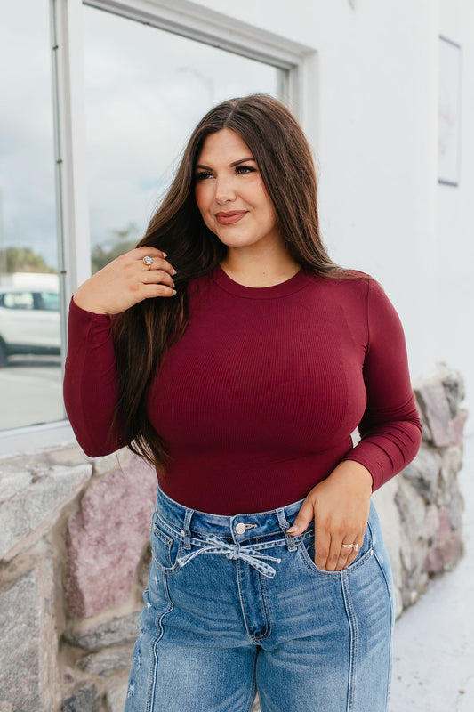 Sleek Fit Bodysuit In Oxblood