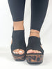 Corky's Black Faux Suede Freddie Wedges