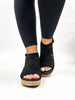 Corky's Black Faux Suede Oopsie Daisey Sandals