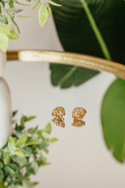5 Rows Scattered Pave Earring in Silver/Gold