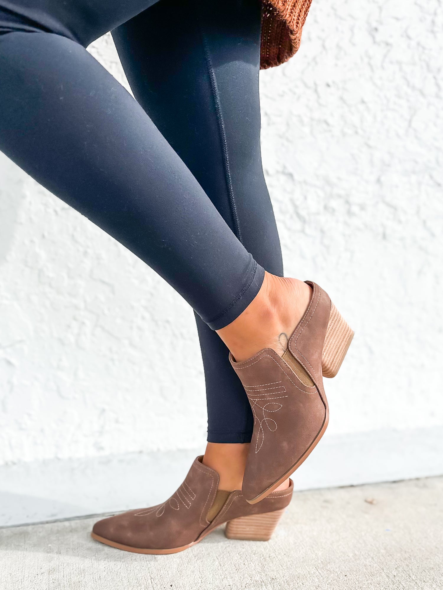 Cognac Suede Ankle Leggings