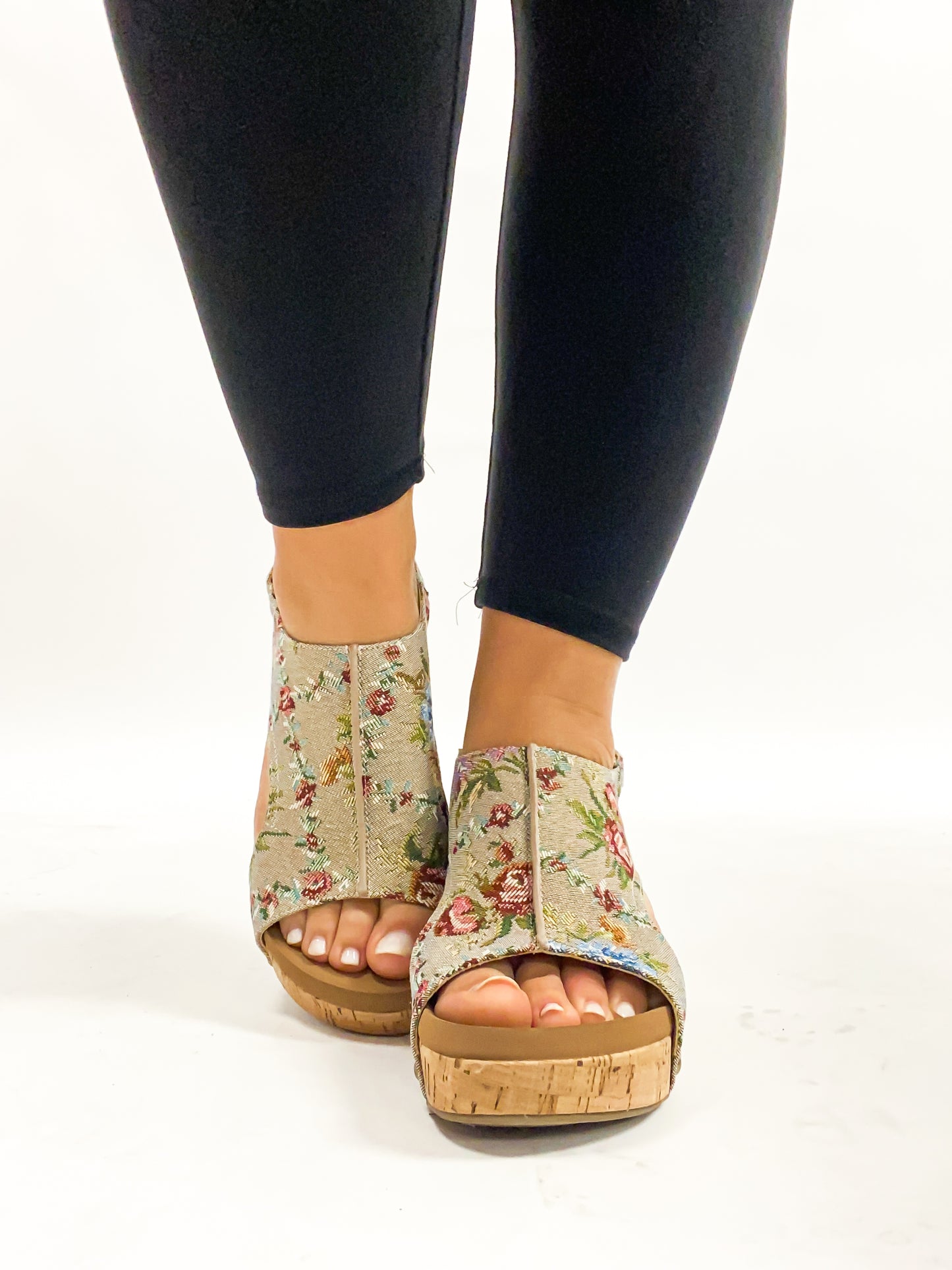 Corky's Taupe Brocade Floral Carley Sandals