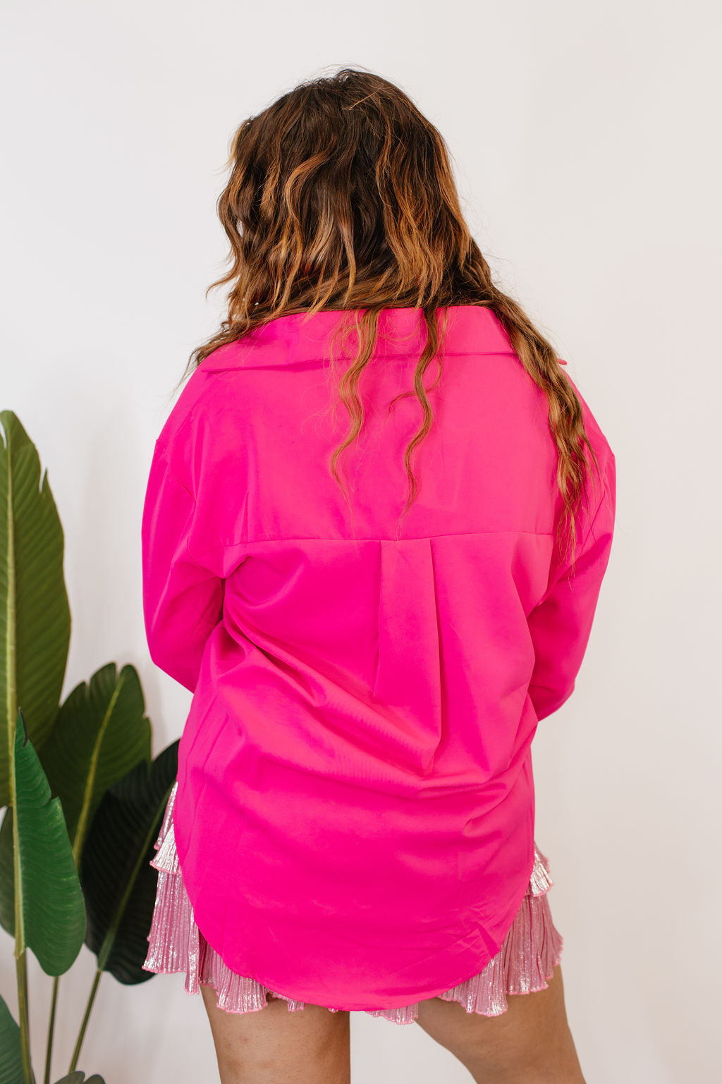 Classic Kathryn Button Up Top in Hot Pink - Reg & Curvy