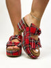 Corky's Red Plaid Put A Bow On It Heels
