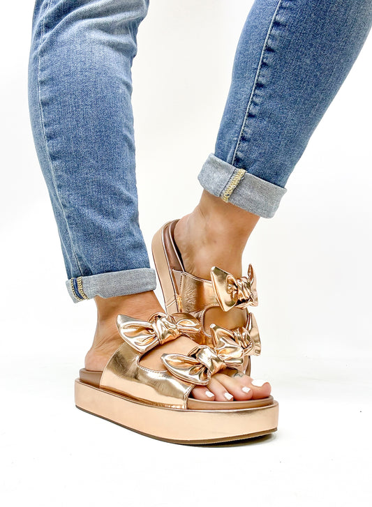 Corky's Rose Gold Metallic Lil Bit Knotty Sandals