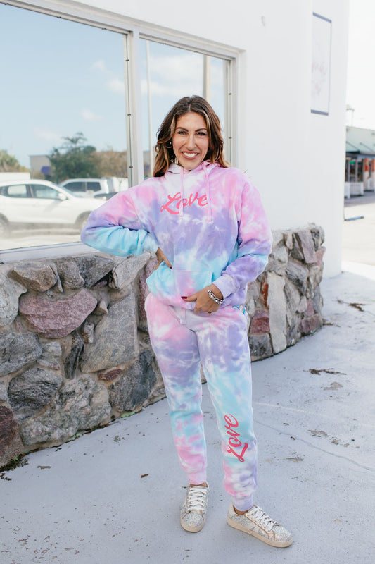Love & Tie-Dye Graphic Hoodie