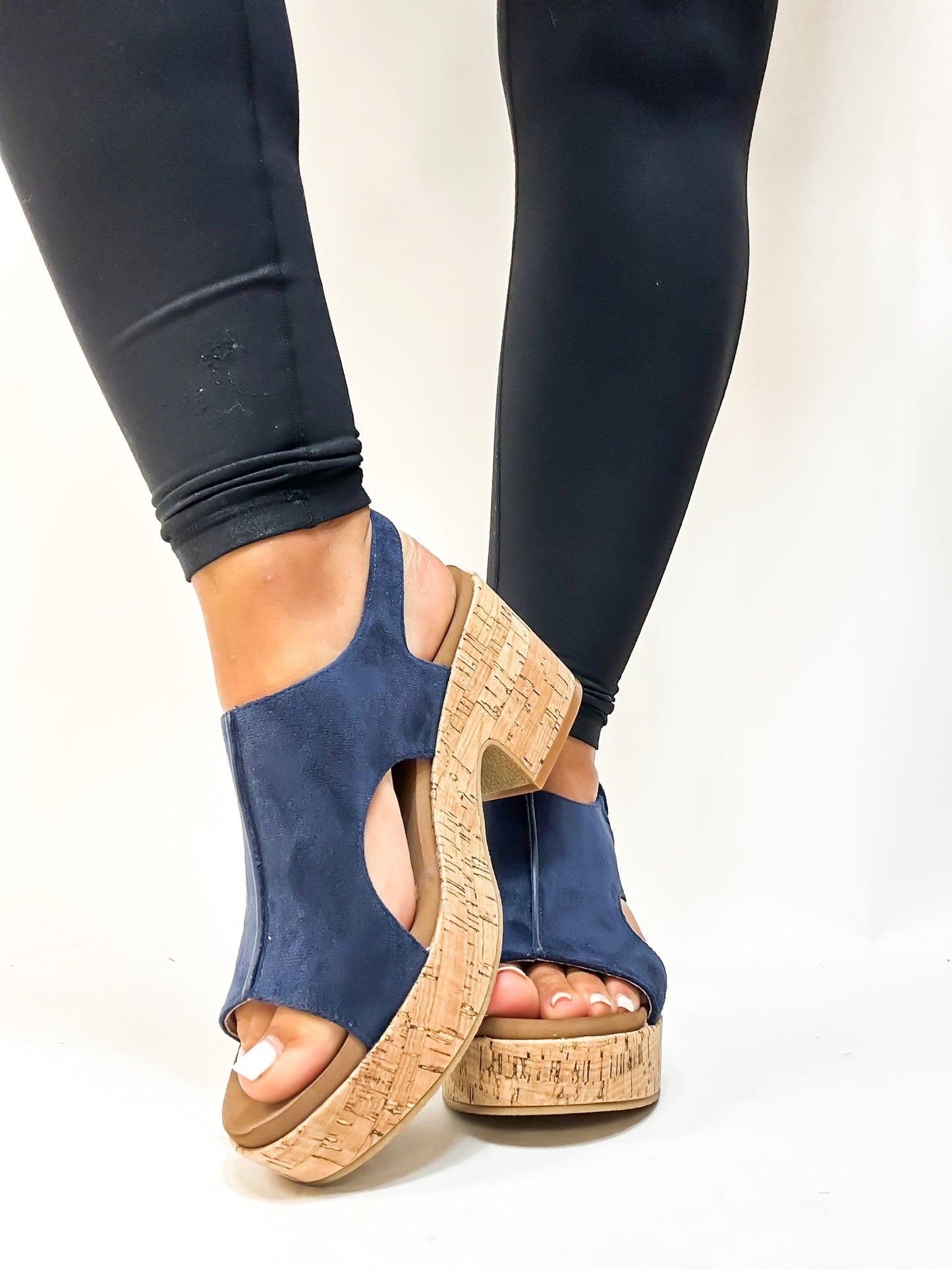 Corky's Navy Faux Suede Miss Carley Sandals