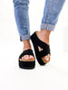 Corky's Black Faux Suede Don't Cross Me Sandals FINAL SALE