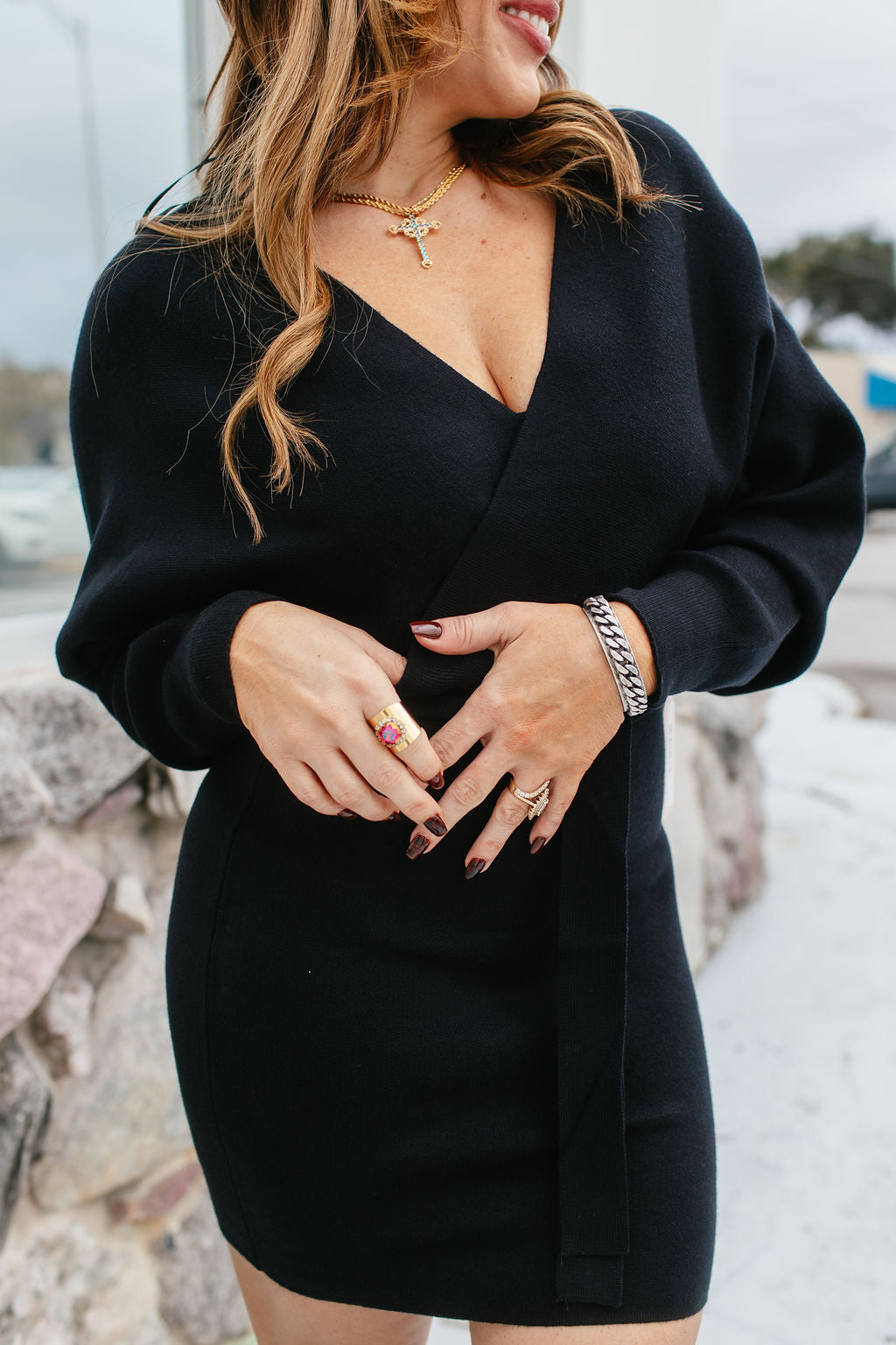 Chic & Cinched Sweater Dress