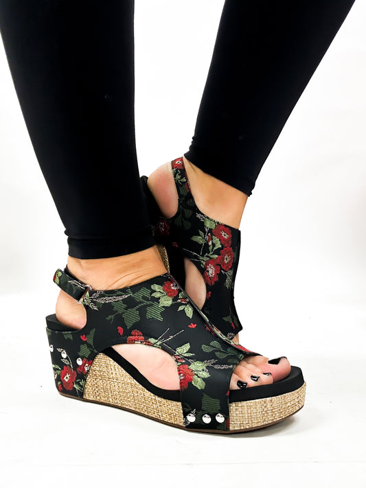 Corky's Black Red Floral Carley Sandals