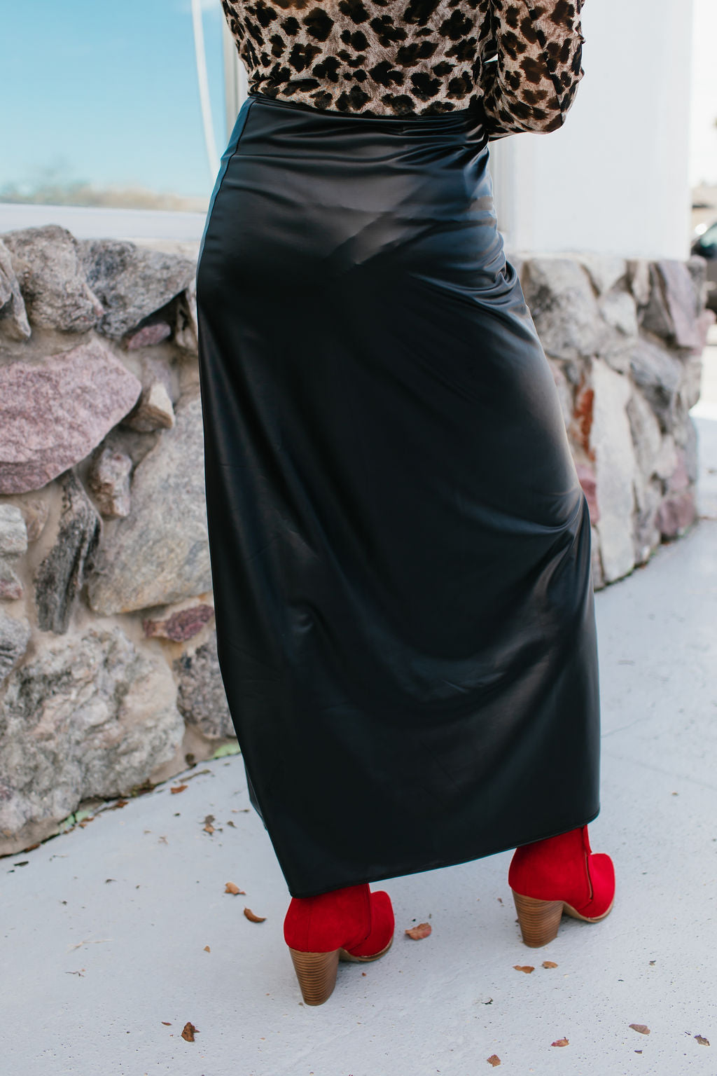 Power Play Skirt In Black Faux Leather - Reg & Curvy