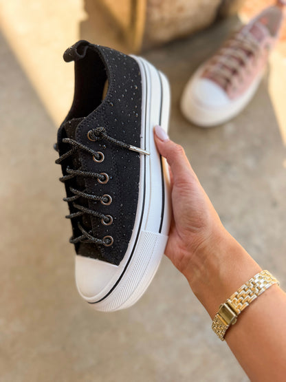 Very G Black Harmon Suede Bling Sneakers