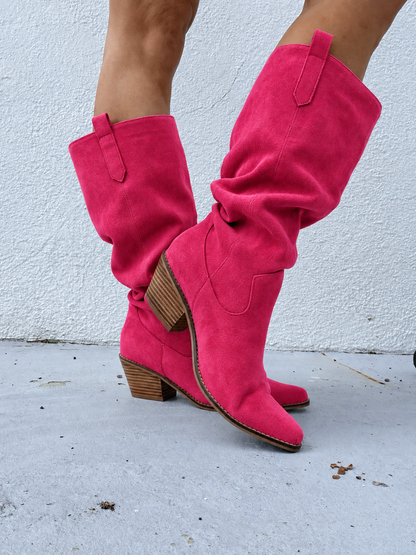 Corky's Pink Faux Suede City Slicker Boots