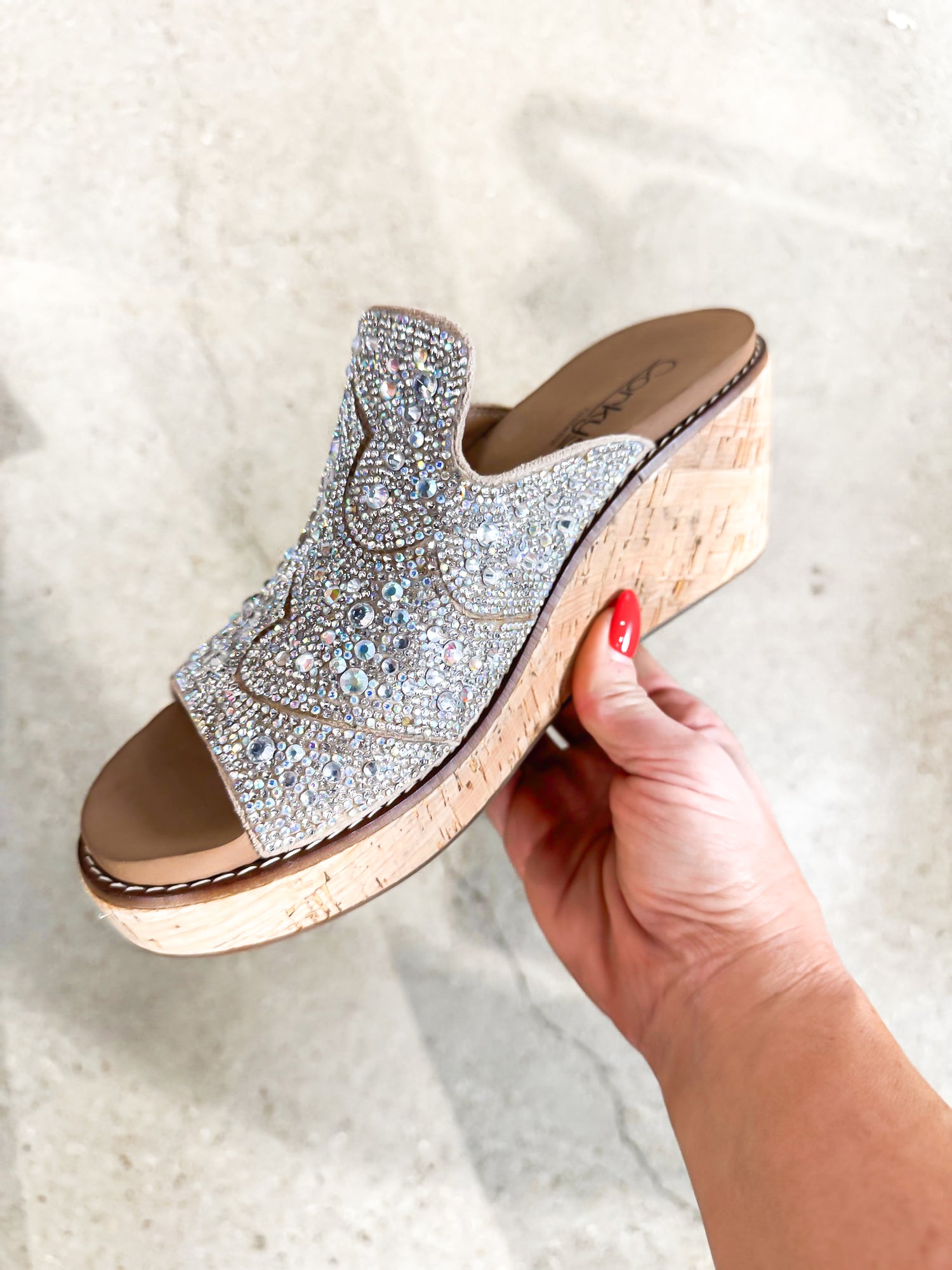 Presale: Corkys Clear Rhinestone Neon Moon Sandals