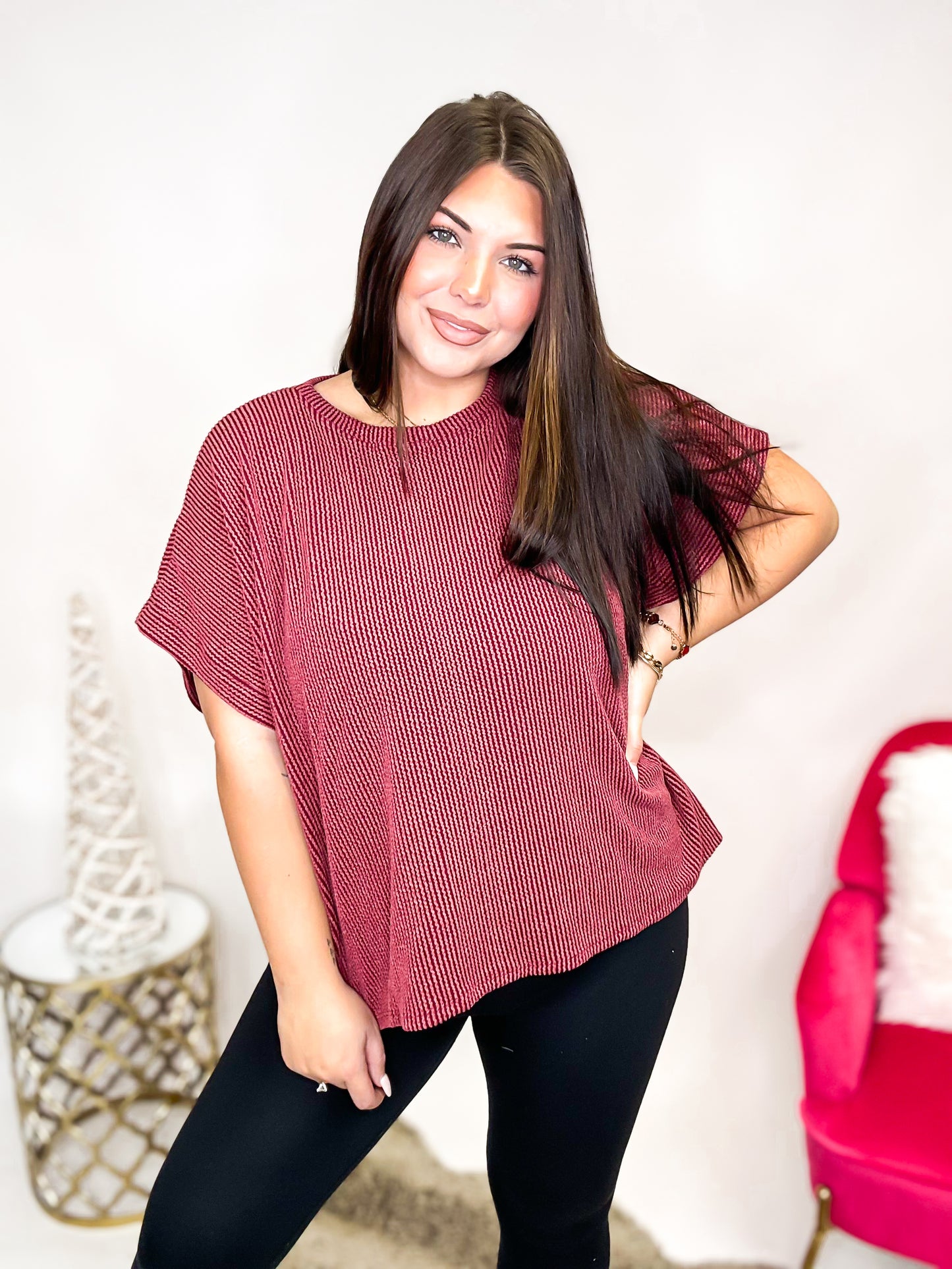 Black Friday Deal: Easy Fit Top in Cranberry - Reg/Curvy