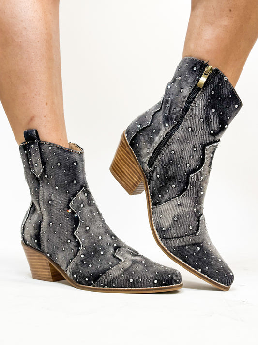 Corky's Black Washed Rhinestone Front Row Boots