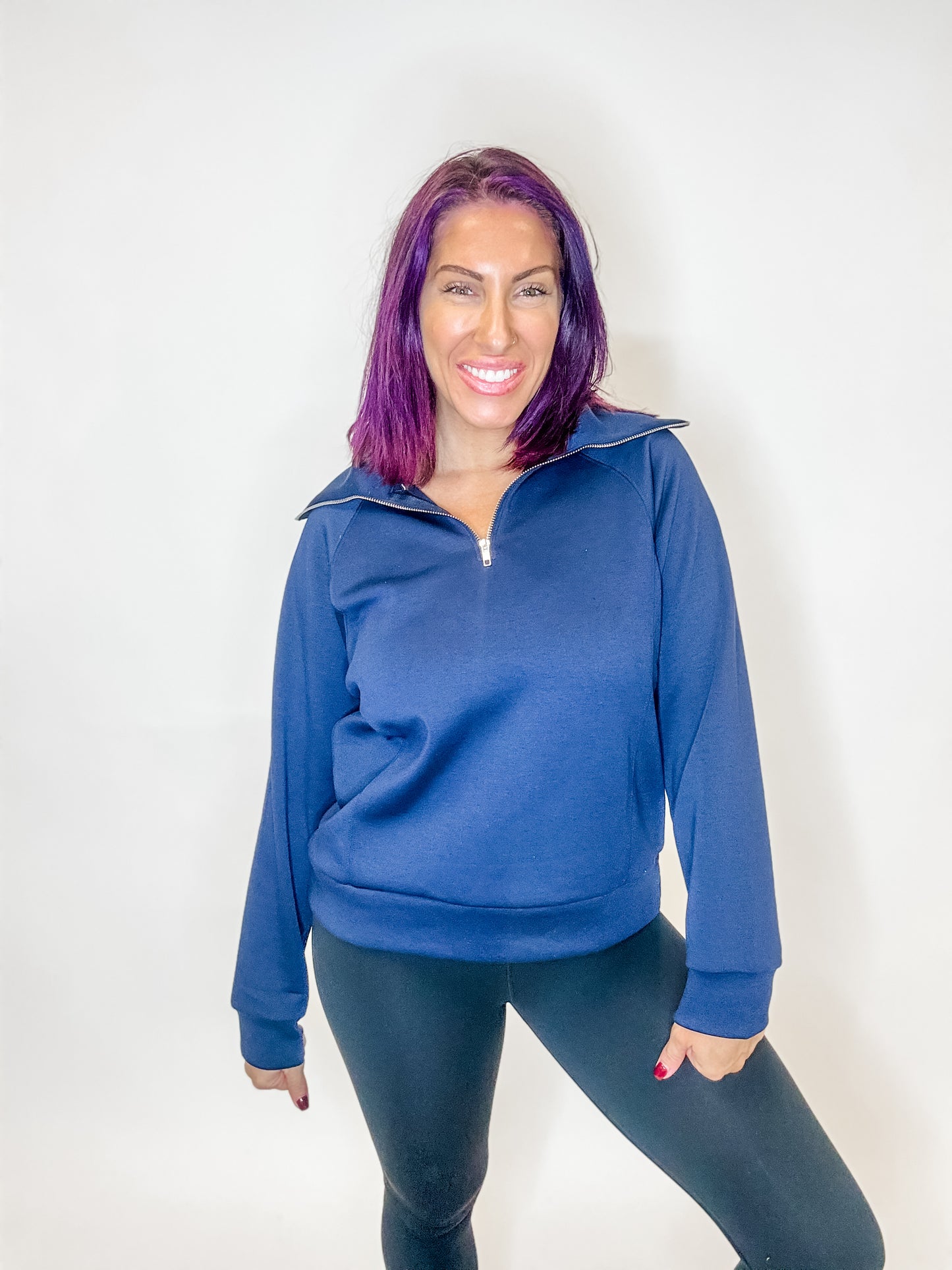 Pull New Directions en bleu marine - Reg/Curvy