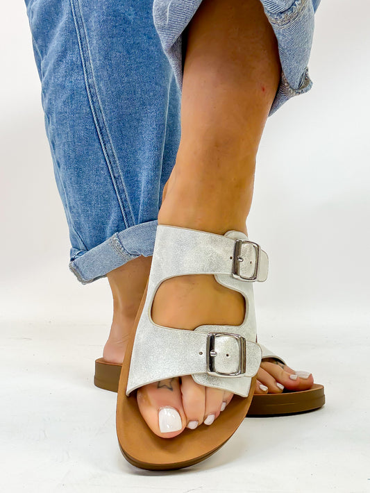 Corky's White Metallic Let's Be Real Sandals