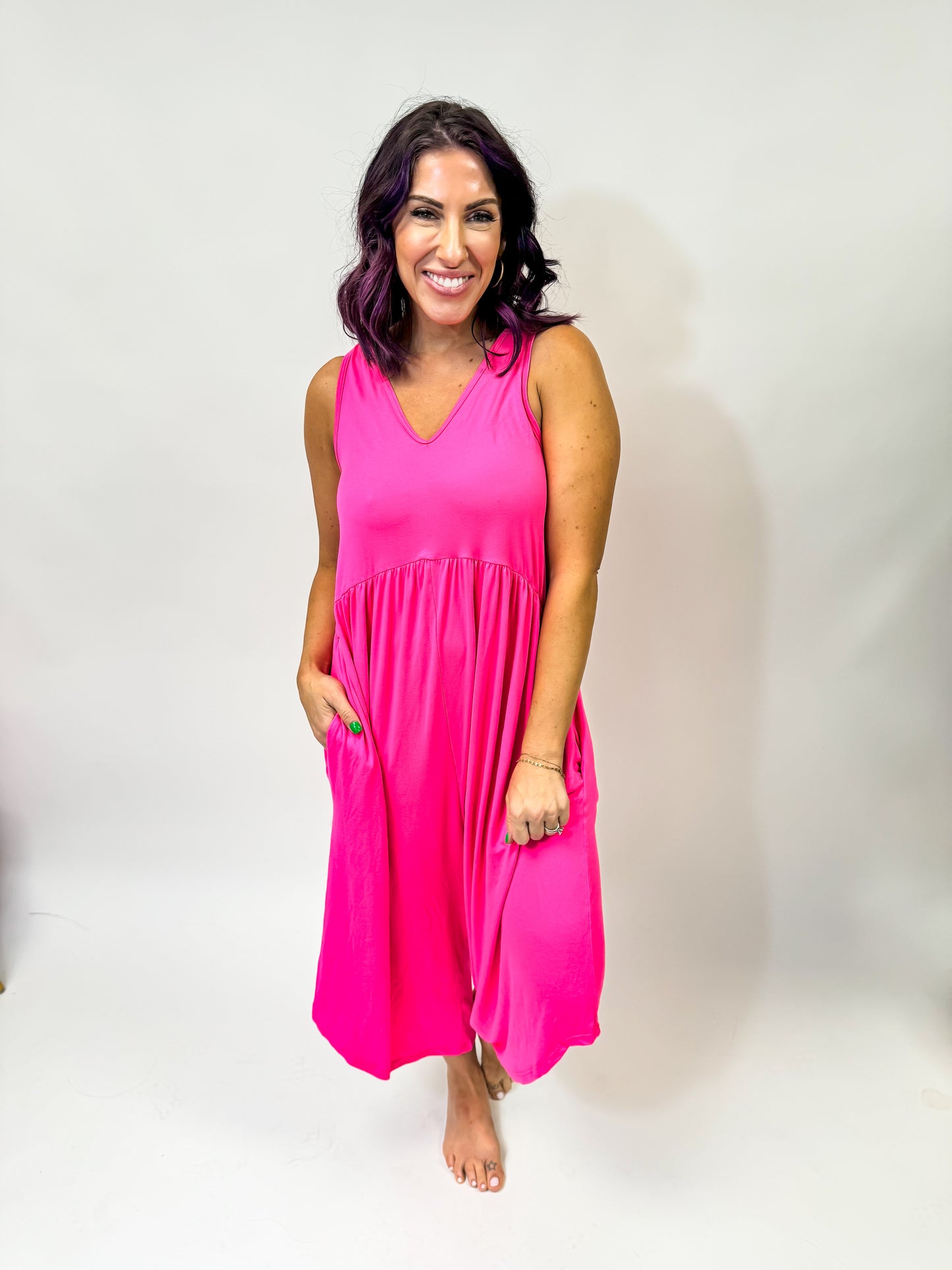 Phierce Fashions Jumpsuit in Neon Pink - Reg/Curvy FINAL SALE