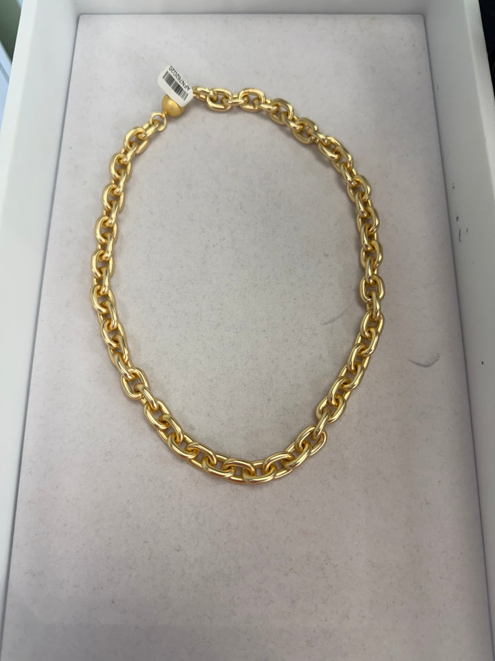 AF Designs City Lights chunky matte gold oval cable chain-link statement necklace in jewelry box