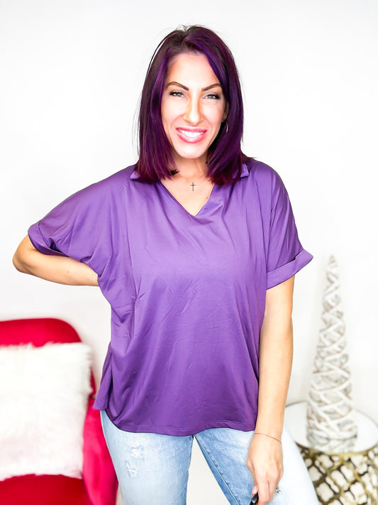 Classic Collar Top in Purple - Reg/Curvy