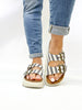 Corky's Black Natural Stripe Rumor Has It Sandals