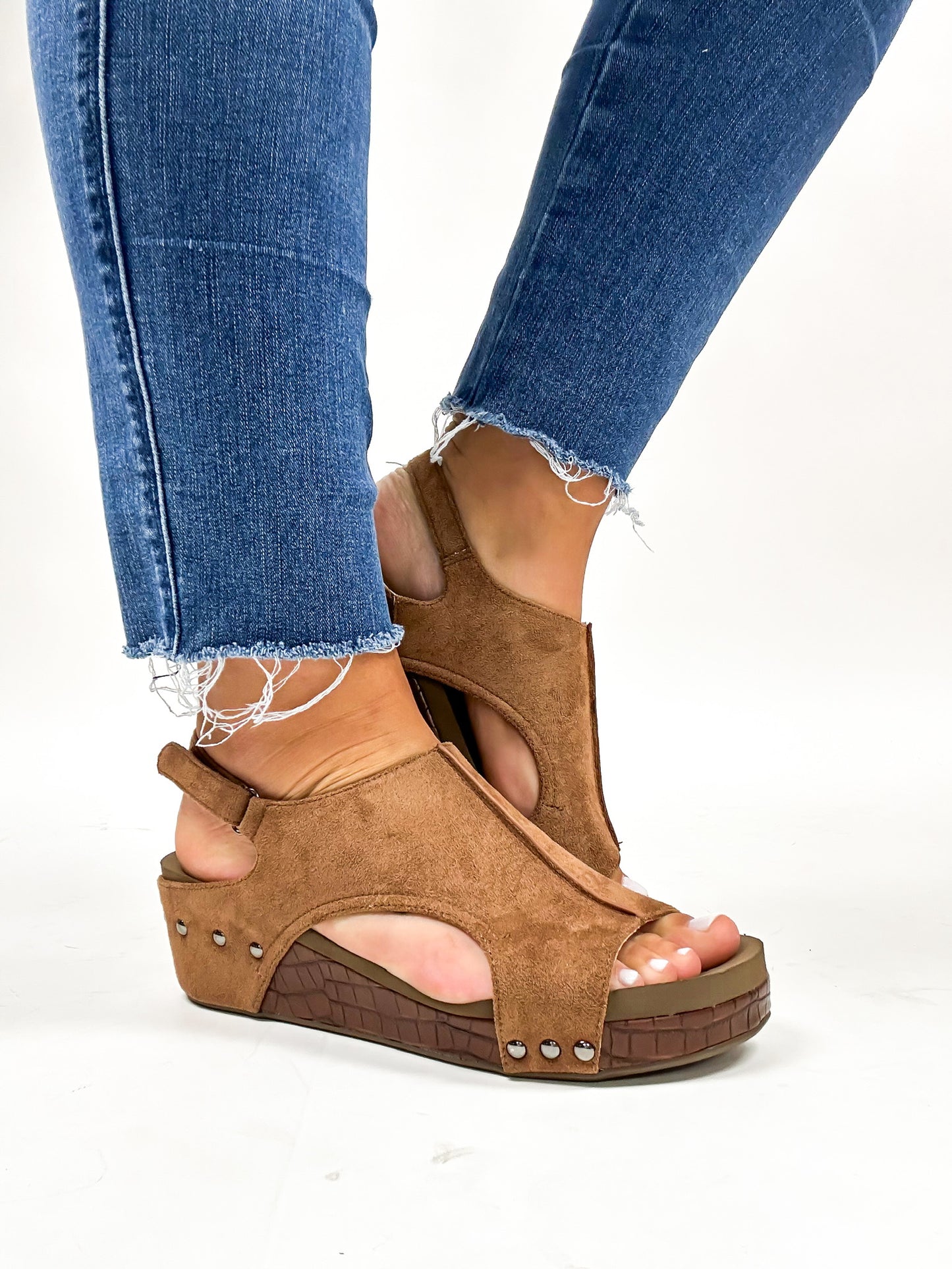 Corky's Brown Suede Croco Volta II Wedges