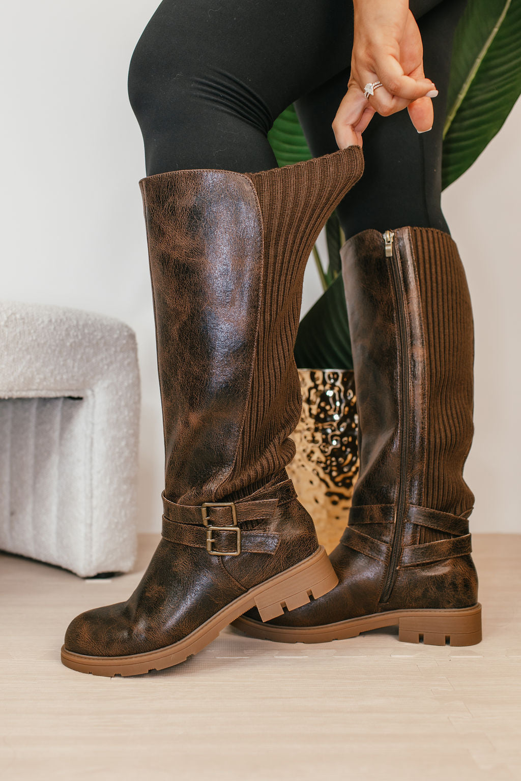 Corky's Espresso Crinkle Hay Bale Wide Calf Friendly Boots