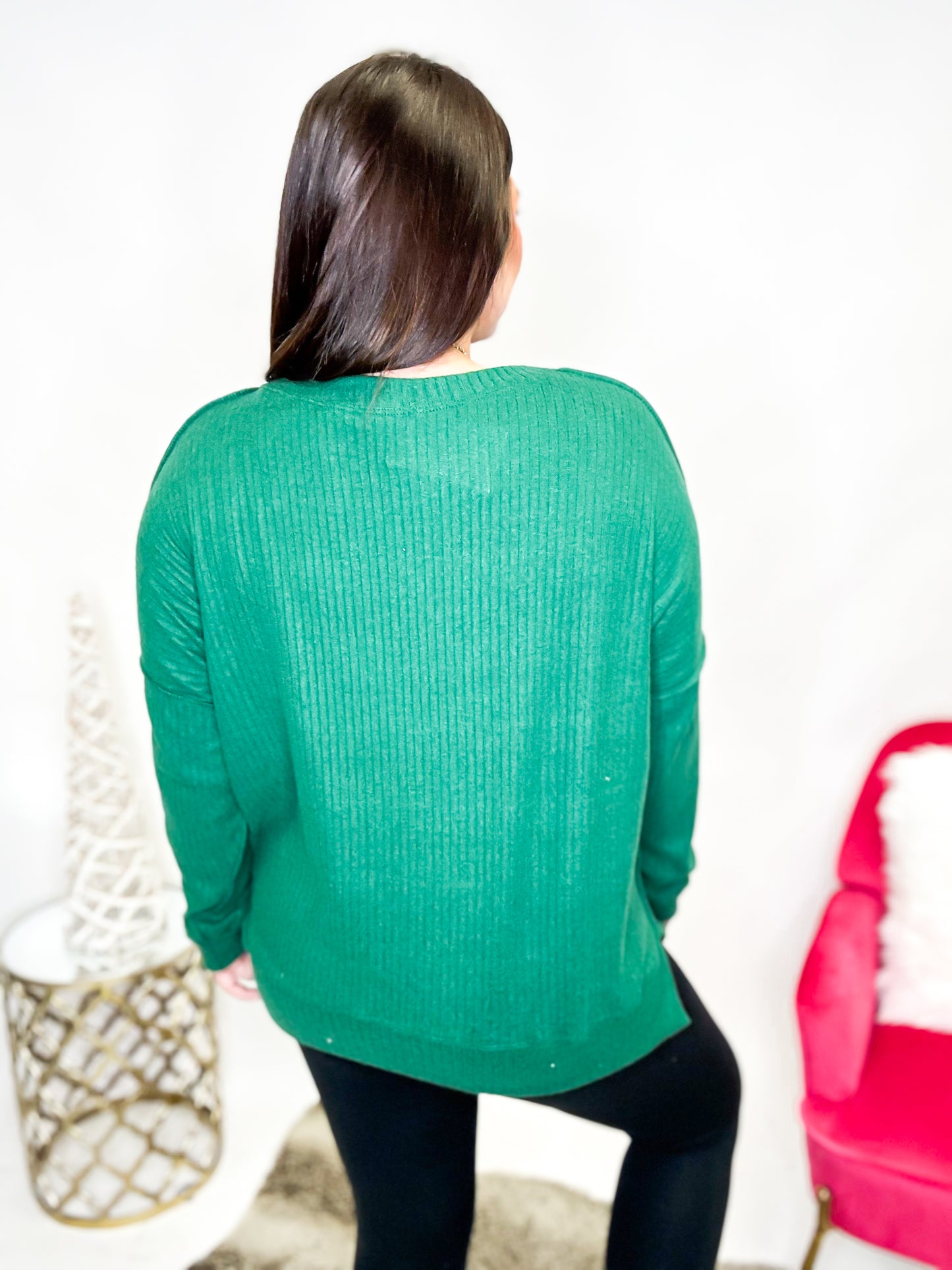 Black Friday Deal: Stripe Story Top in Hunter Green - Reg/Curvy