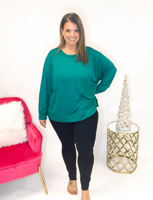 Classic Crew Top in Hunter Green - Reg/Curvy