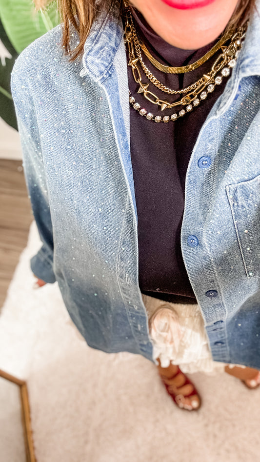 Subtle Sparkle Denim Shirt - Reg & Curvy