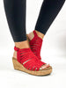 Corky's Dark Red Faux Suede Oopsie Daisey Sandals