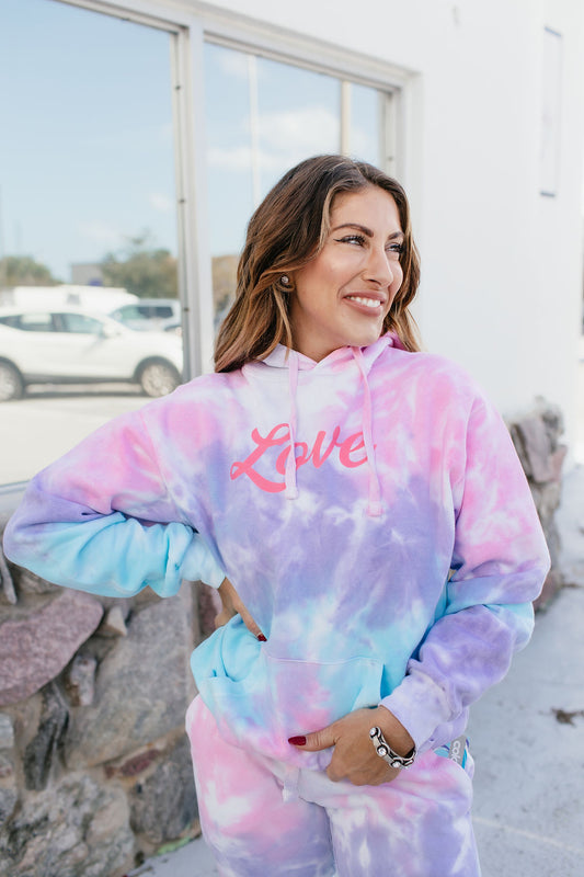 Love & Tie-Dye Graphic Hoodie