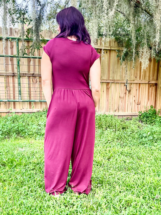 Phierce Fashions Jumpsuit in Wine - Reg/Curvy