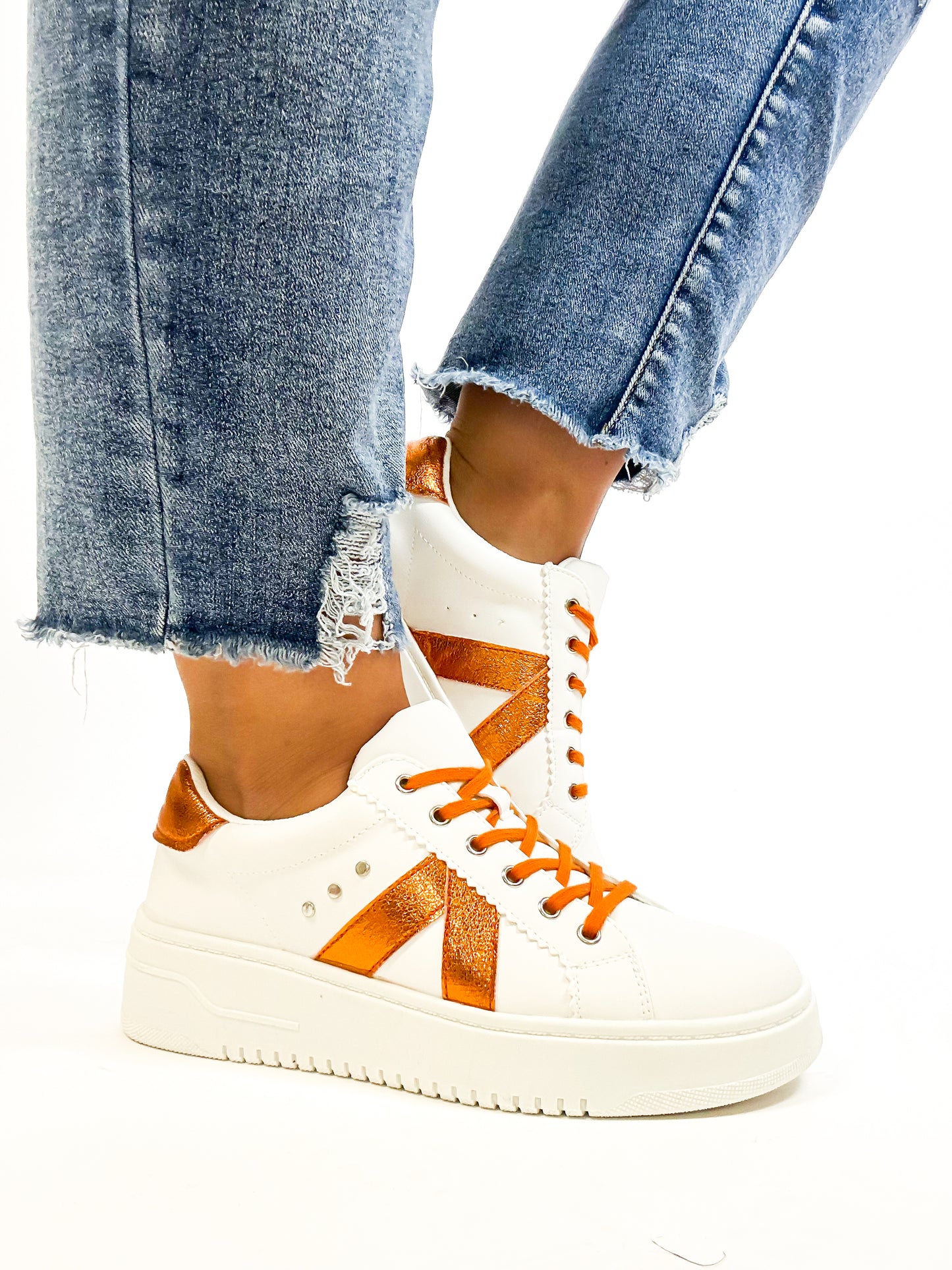 Corky's Orange Crinkle Metallic Tailgate Sneakers