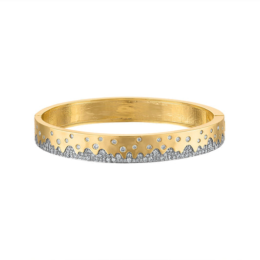 Scattered Pave Hinge Bracelet in Silver/Gold