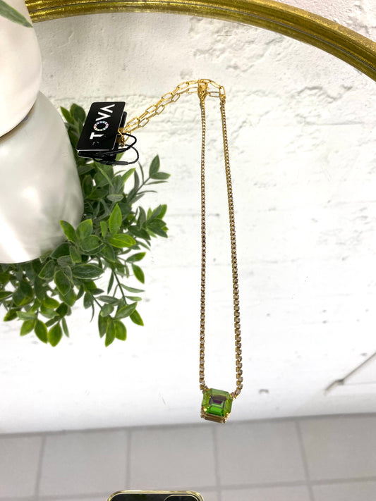 Tova Rhys Rectangle Necklace in Peridot Lemon - FINAL SALE