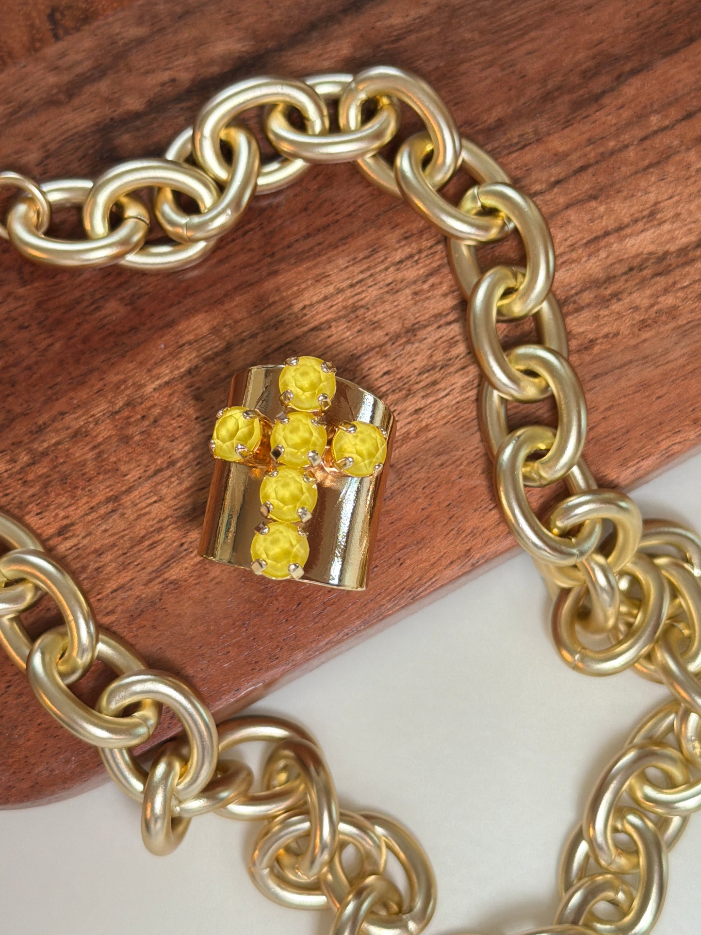 Cross Ring In Yellow