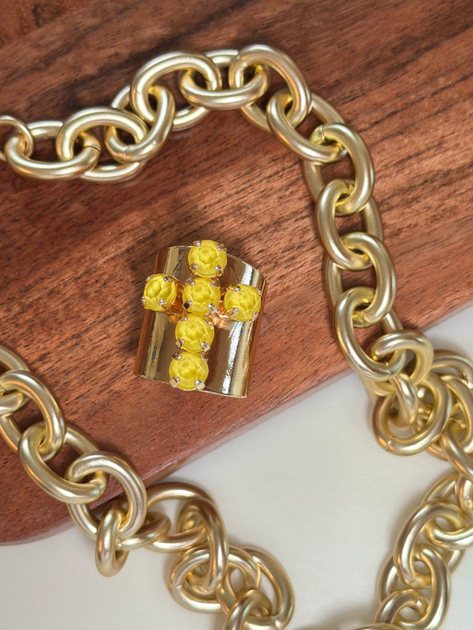 Cross Ring In Yellow