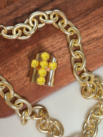 Cross Ring In Yellow