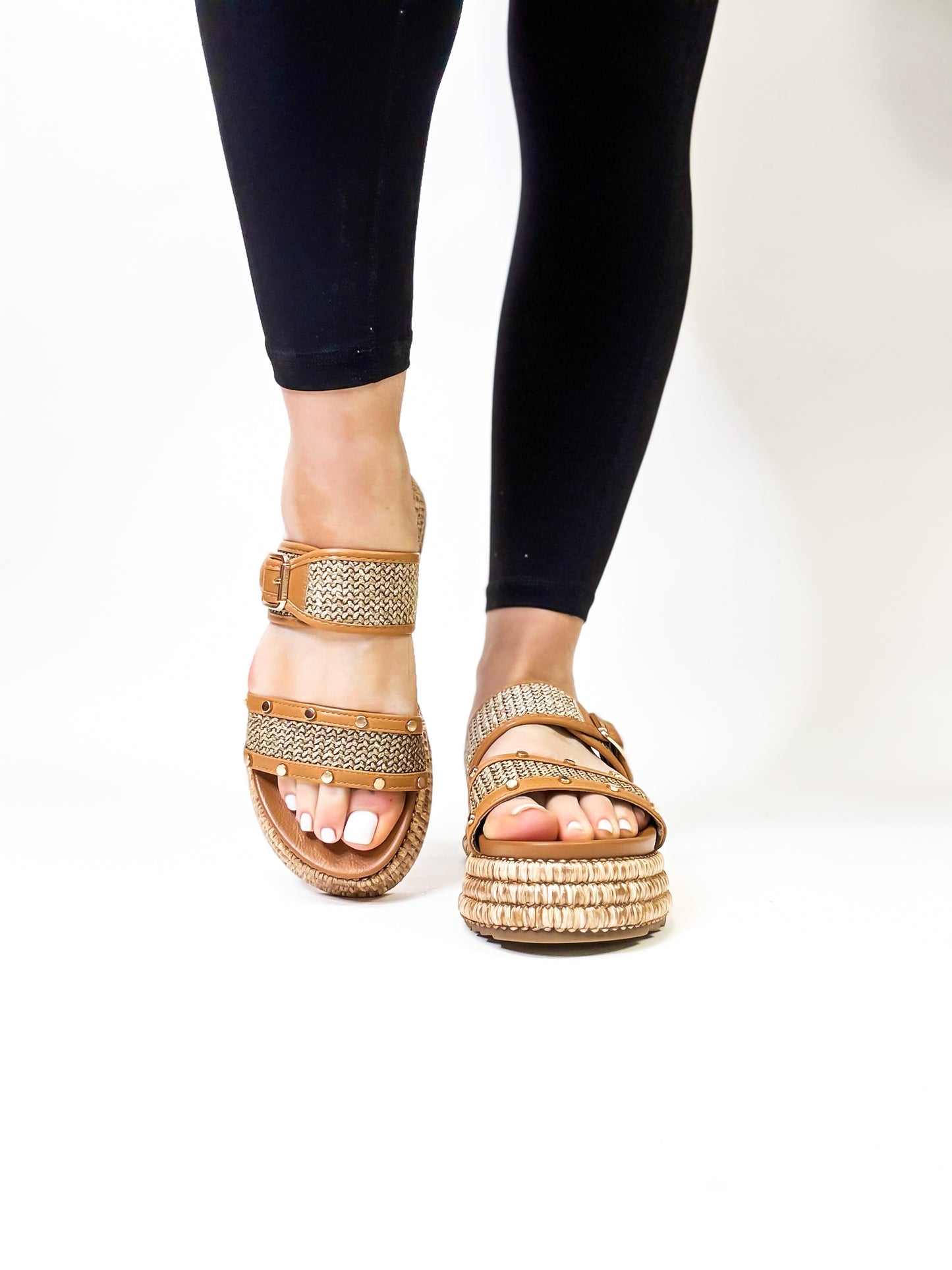 Corky's Tan Raffia Walk of Shame Sandals